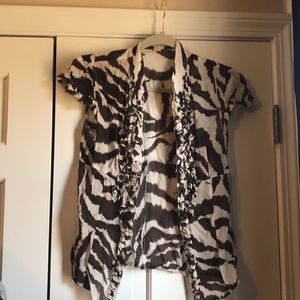 Animal print button down blouse